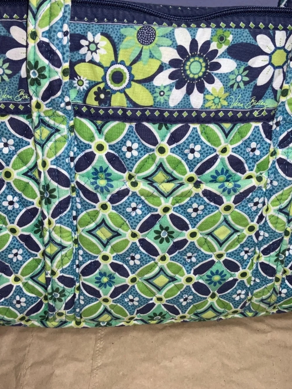 Vera Bradley quilted cotton tote bag Daisy Daisy pattern retired